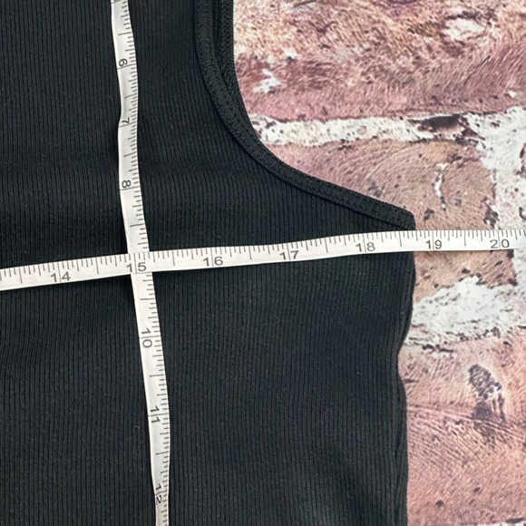 Lauren Ralph Lauren Black Ribbed Cotton Ruffle V-Neck Sleeveless Top Large - Picture 13 of 14